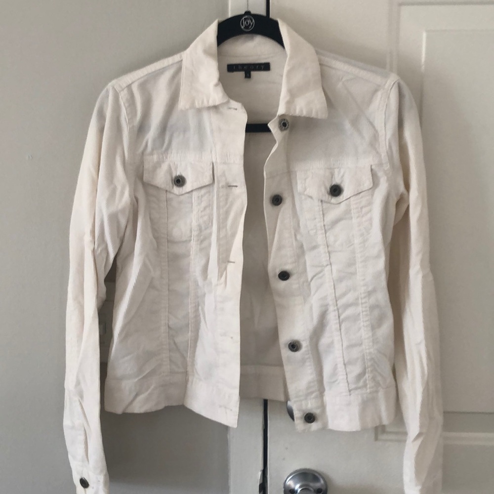 Theory white button up jacket